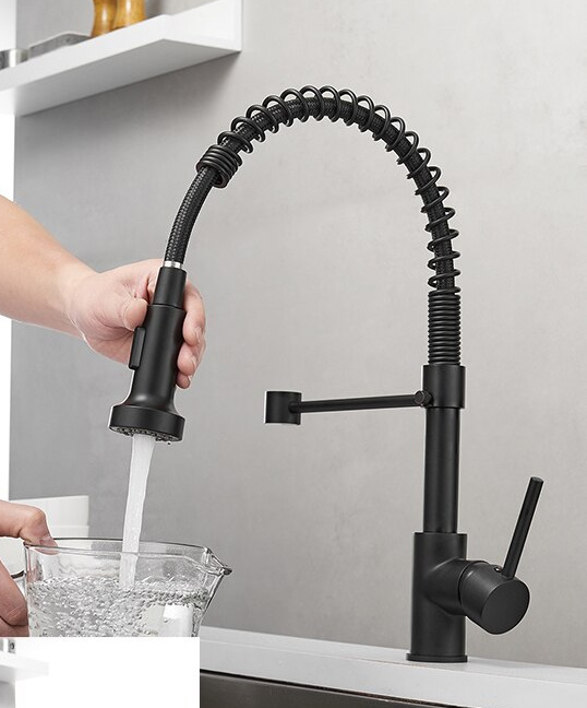 Bateria kuchenna czarna z wyciąganą wylewką KING