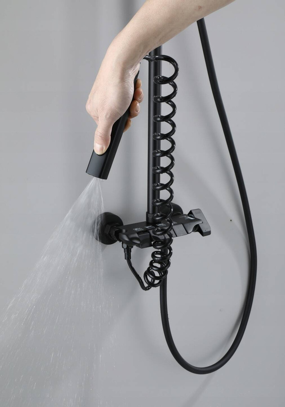 Zestaw natryskowy kolumna prysznicowa czarna + bateria, słuchawka, bidetka MODERN BLACK