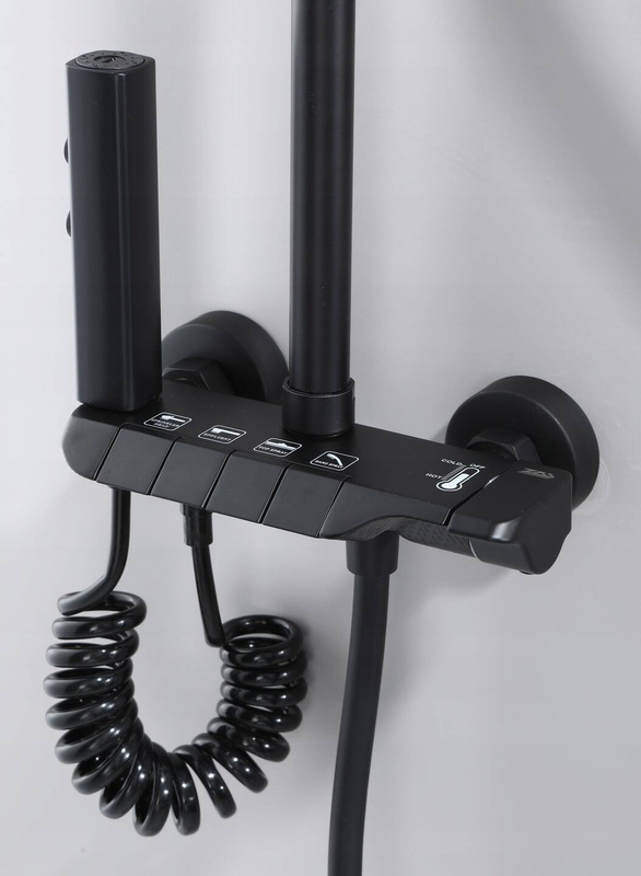 Zestaw natryskowy kolumna prysznicowa czarna + bateria, słuchawka, bidetka MODERN BLACK