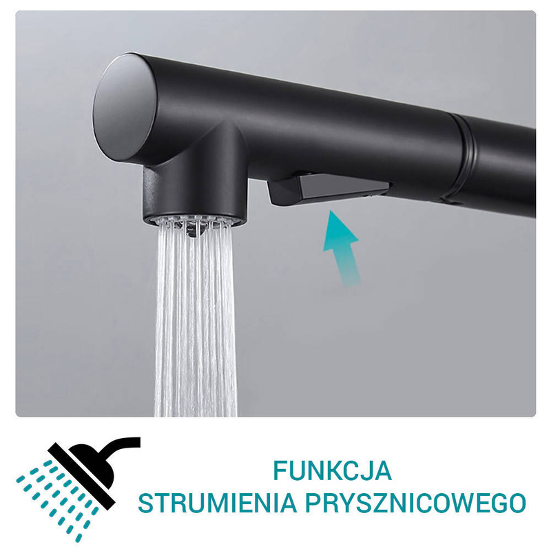 Bateria kuchenna czarna GAJA z wyciągana wylewką