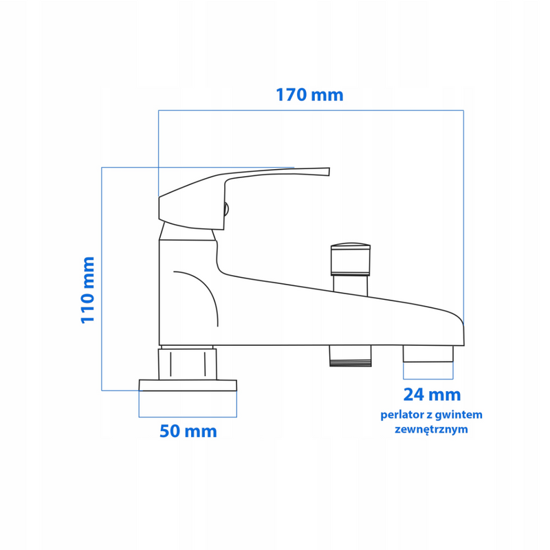 Bateria wannowa nawannowa stojąca kran mosiądz MAMBO