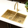 Zlewozmywak stalowy dwukomorowy 80x45 złoty + syfon GRATIS podblatowy, podwieszany