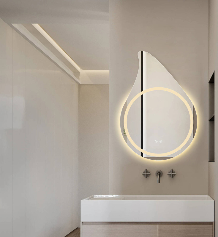 Lustro podświetlane LED dekoracyjne asymetryczne 60x85 cm w kształcie kropli łezki J3010