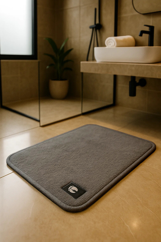 Dywanik łazienkowy prostokątny antypoślizgowy WELCOME 50x80 jasny szary