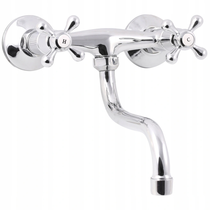 Bateria kuchenna umywalkowa ścienna pokrętła retro S