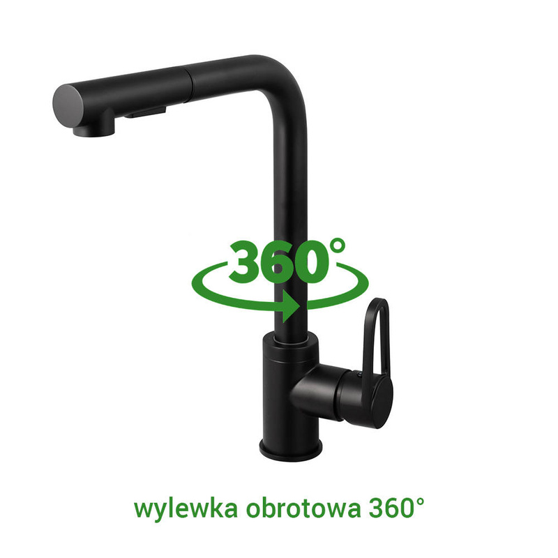 Bateria kuchenna czarna GAJA z wyciągana wylewką