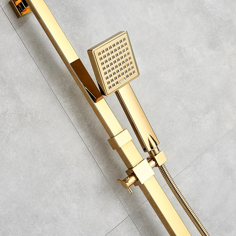 Zestaw złota bateria wannowa z deszczownicą MAX