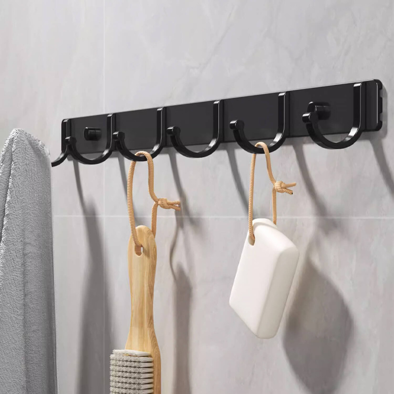 Wieszak na ubrania klucze ręczniki ścienny czarny 44 cm