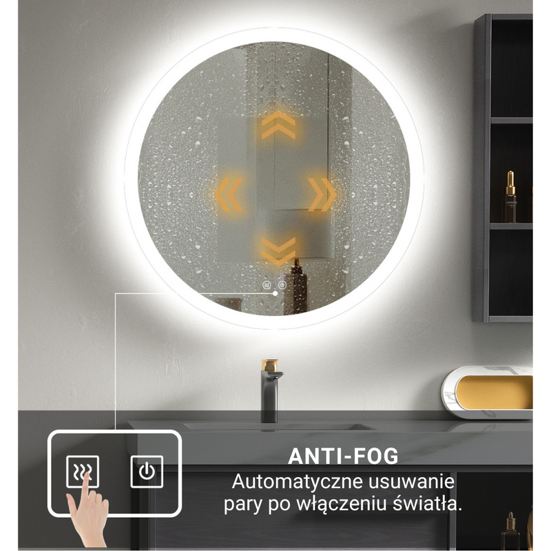 Lustro podświetlane LED 70 cm okrągłe H-202