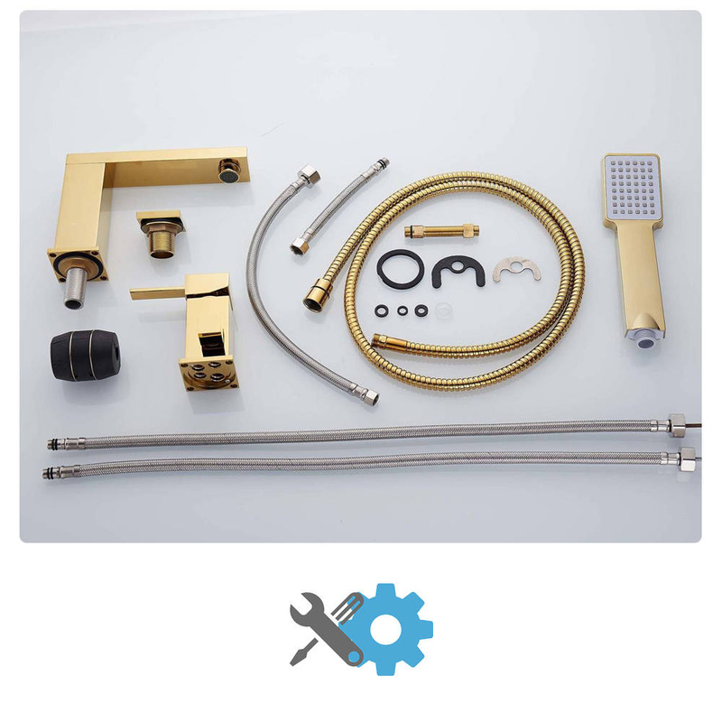 Bateria wannowa stojąca 3-otworowa złota BANG