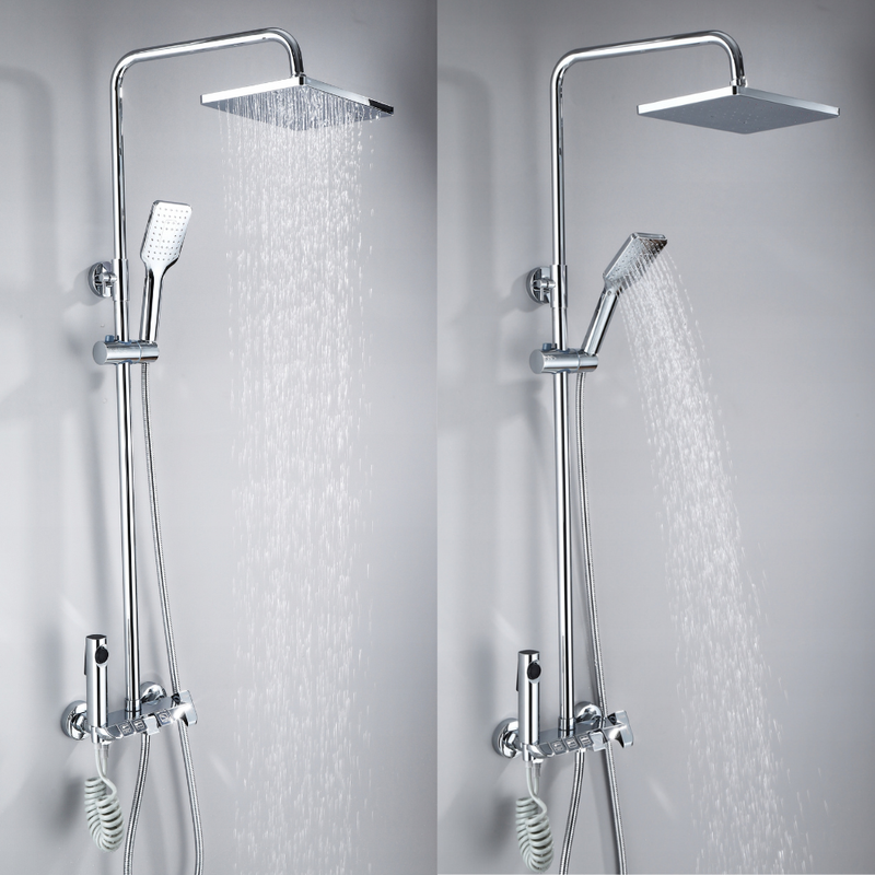 Zestaw natryskowy kolumna prysznicowa srebrna + bateria, słuchawka, bidetka MODERN CHROM