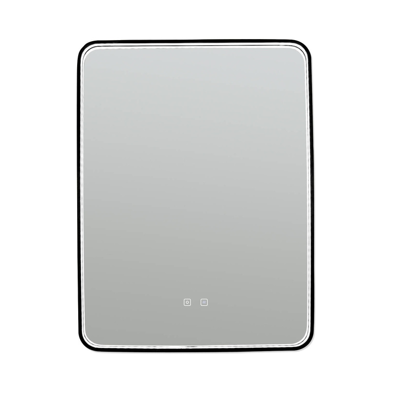 Lustro łazienkowe podświetlane LED 60x80 cm prostokątne w czarnej ramie 1068B