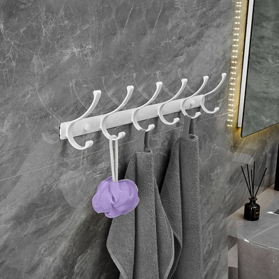 Wieszak łazienkowy FLOW biały w połysku 6-uchwytowy