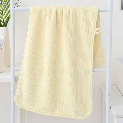 Ręcznik kąpielowy żółty w paski z mikrofibry 50x100 szybkoschnący