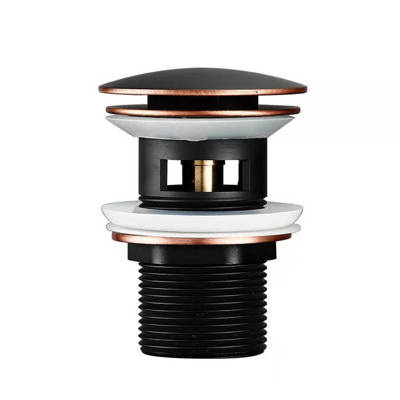 Korek do umywalki KLIK KLAK czarno-złoty z przelewem