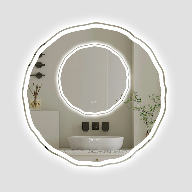 Lustro podświetlane LED 70 cm okrągłe nieregularne H-3002