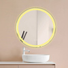 Lustro podświetlane LED 80 cm okrągłe J126 ze złotą ramą
