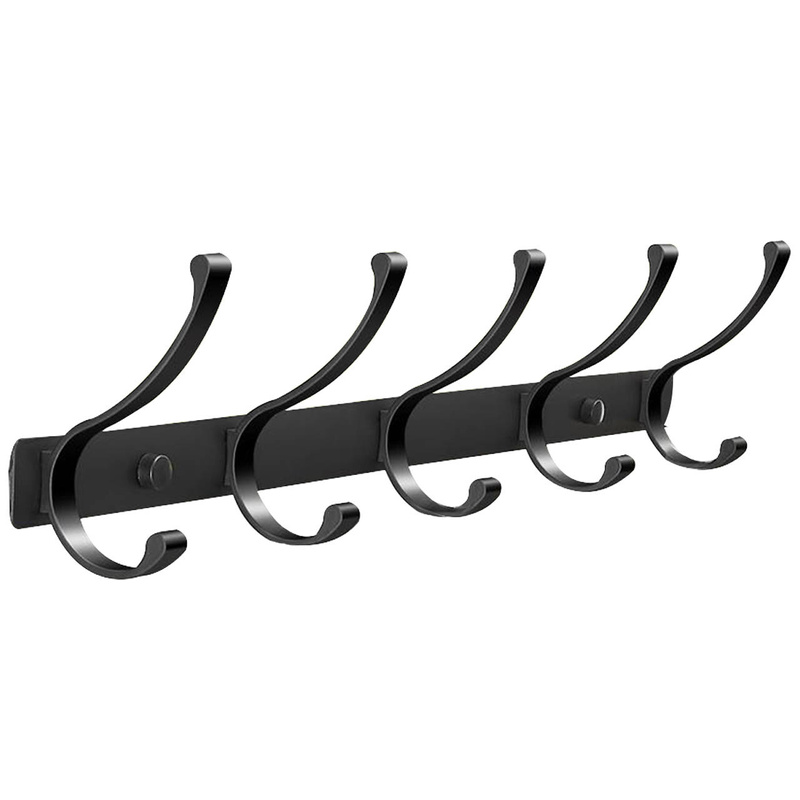 Wieszak łazienkowy FLOW czarny matowy 5-uchwytowy