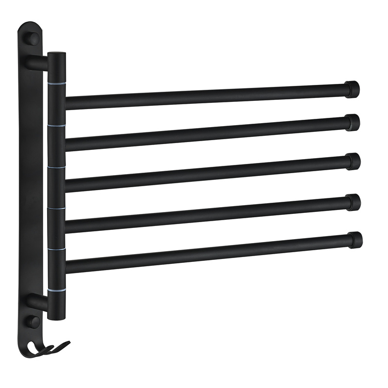 Wieszak czarny na ręczniki regulowany z haczykami FORB