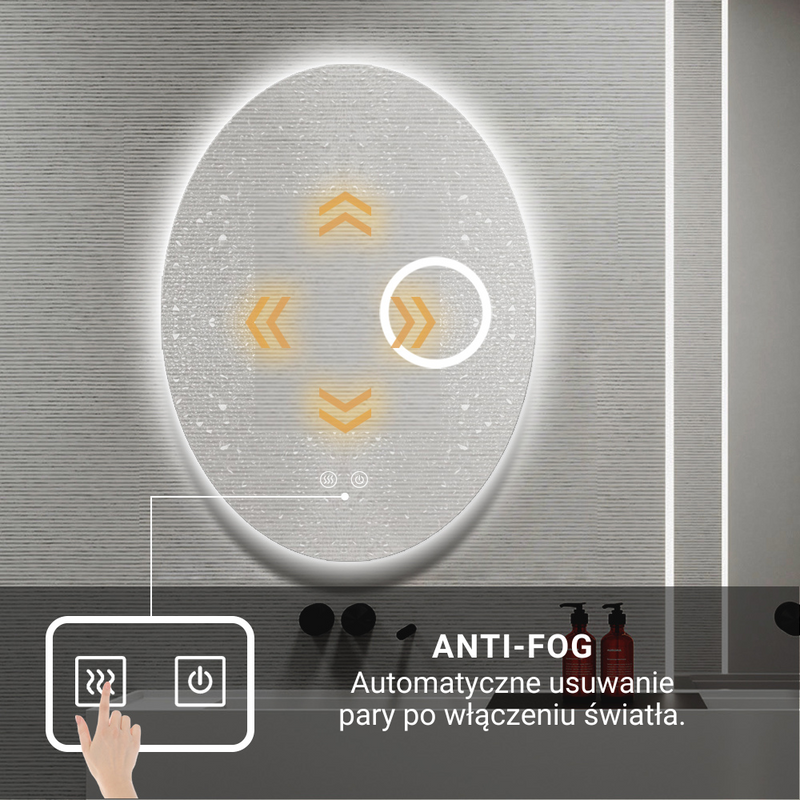 Lustro podświetlane LED 60x80 cm owalne H-3004 powiększające