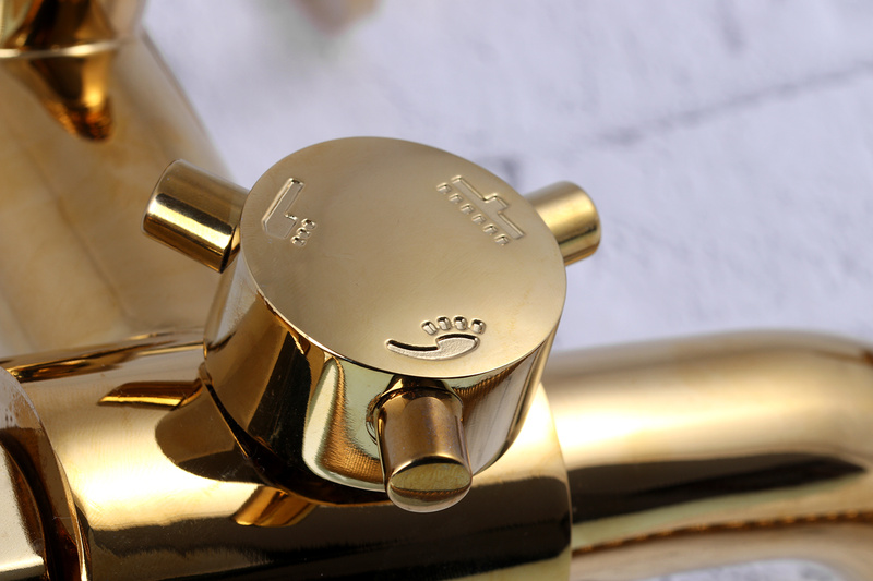 Zestaw złota bateria wannowa z deszczownicą AMBRO