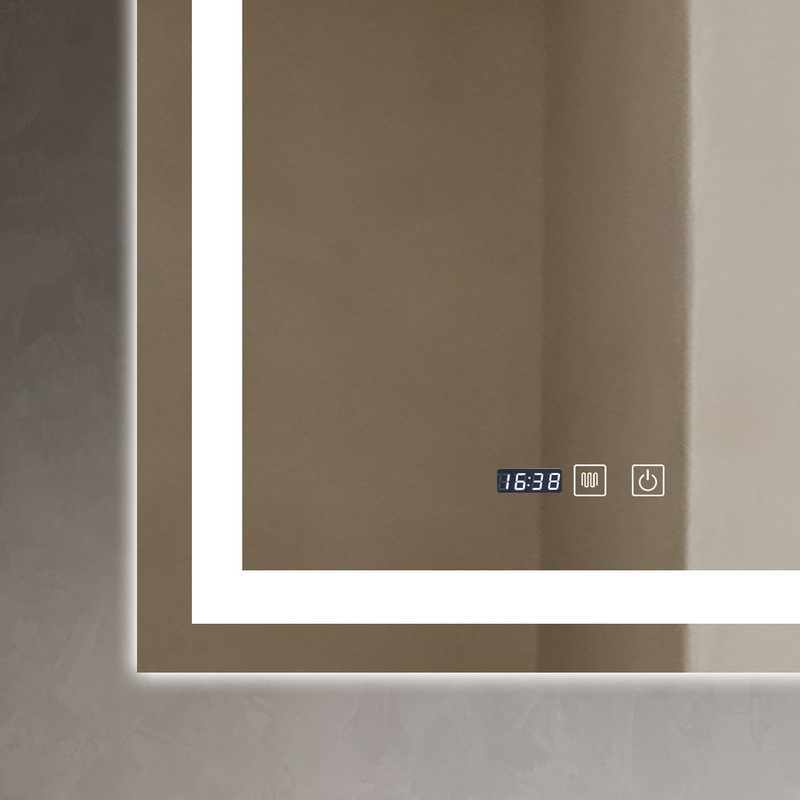 Lustro podświetlane LED 60x80 cm prostokątne J109 + zegar