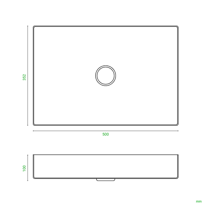 Umywalka stalowa nablatowa 50x35 czarna/grafitowa + korek KLIK KLAK