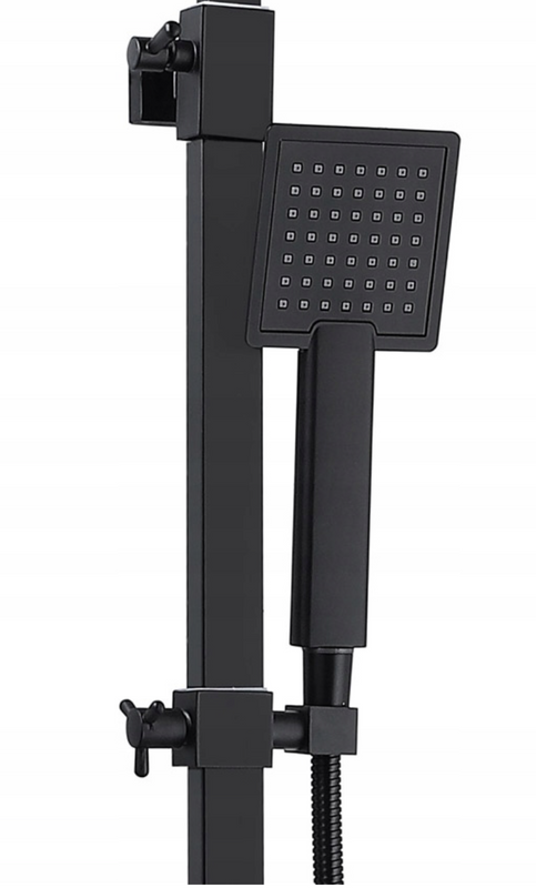 Zestaw czarna bateria prysznicowa termostatyczna z deszczownicą NOVA