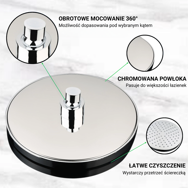 Deszczownica prysznicowa okrągła 20 cm obrotowa regulowana
