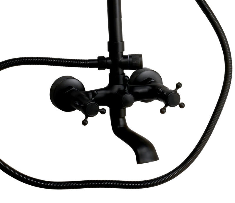 Bateria prysznicowa deszczownica czarna retro VITA