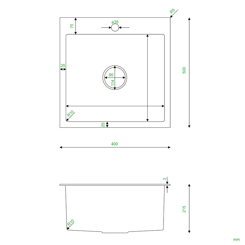 Zlewozmywak stalowy 40x50 inox + syfon GRATIS