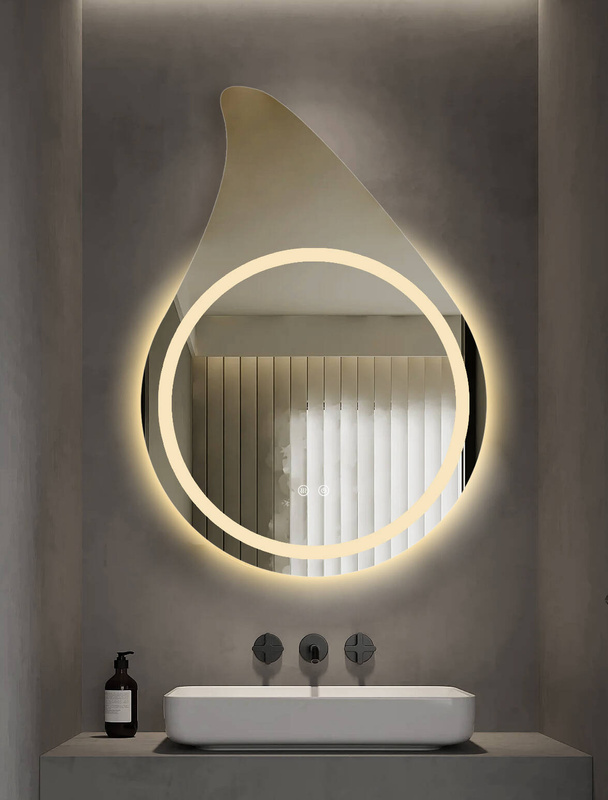 Lustro podświetlane LED dekoracyjne asymetryczne 60x85 cm w kształcie kropli łezki J3010