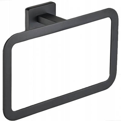 Czarny wieszak na ręcznik matowy kwadratowy