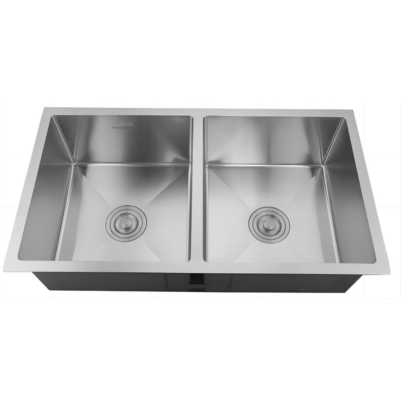 Zlewozmywak stalowy dwukomorowy 80x45 inox + syfon GRATIS podblatowy, podwieszany