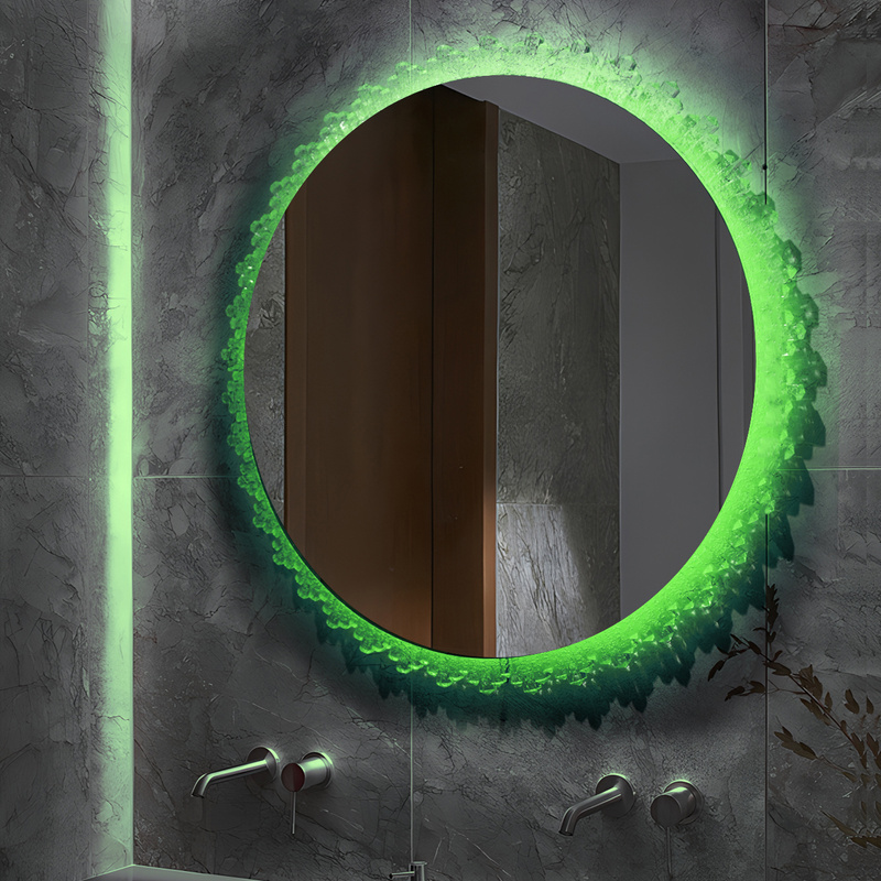 Lustro podświetlane LED 70 cm okrągłe H-2061 z ozdobną podświetlaną ramą RGB