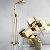 Zestaw złota bateria wannowa z deszczownicą MAX