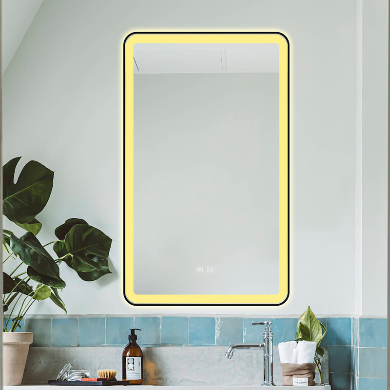 Lustro podświetlane LED 60x100 cm prostokątne w czarnej ramie J38