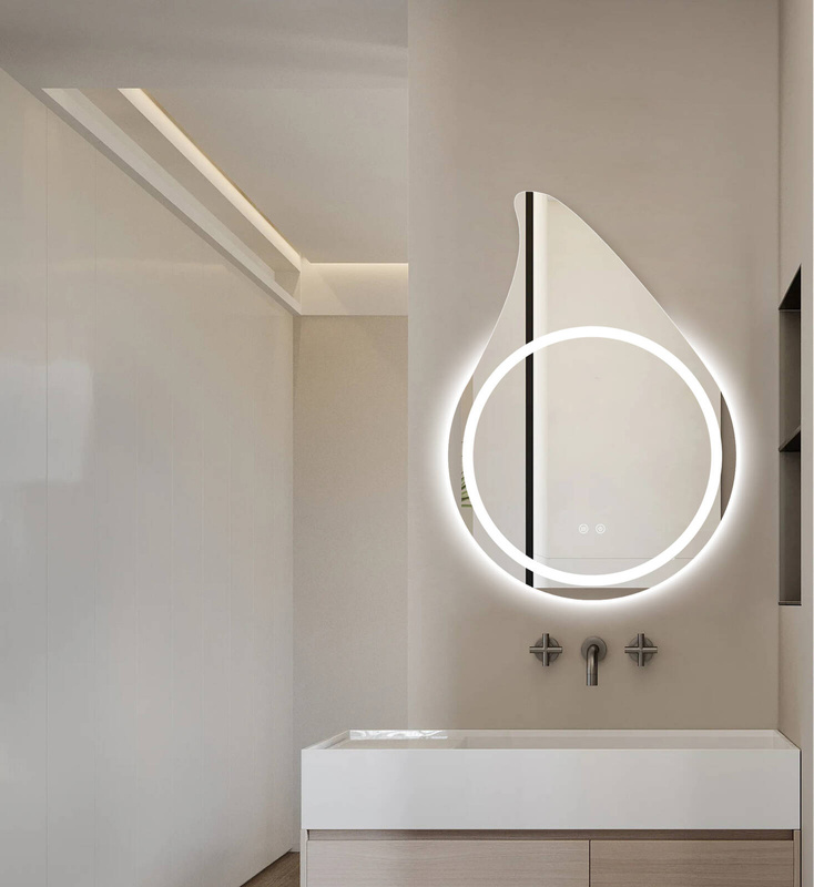 Lustro podświetlane LED dekoracyjne asymetryczne 60x85 cm w kształcie kropli łezki J3010