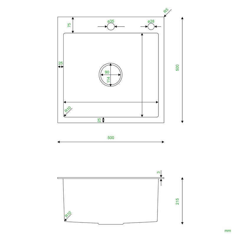 Zlewozmywak stalowy 50x50 inox + syfon GRATIS