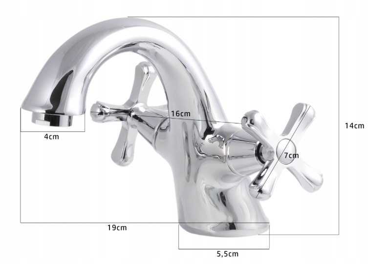 Bateria umywalkowa retro pokrętła kran do umywalki