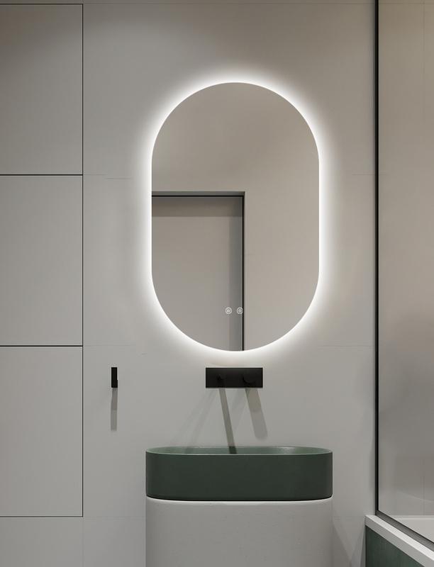 Lustro łazienkowe podświetlane LED 50x100 cm owalne J120NF