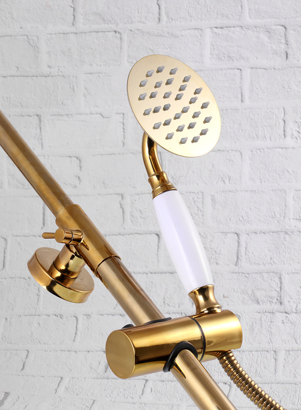 Zestaw złota bateria wannowa z deszczownicą AMBRO