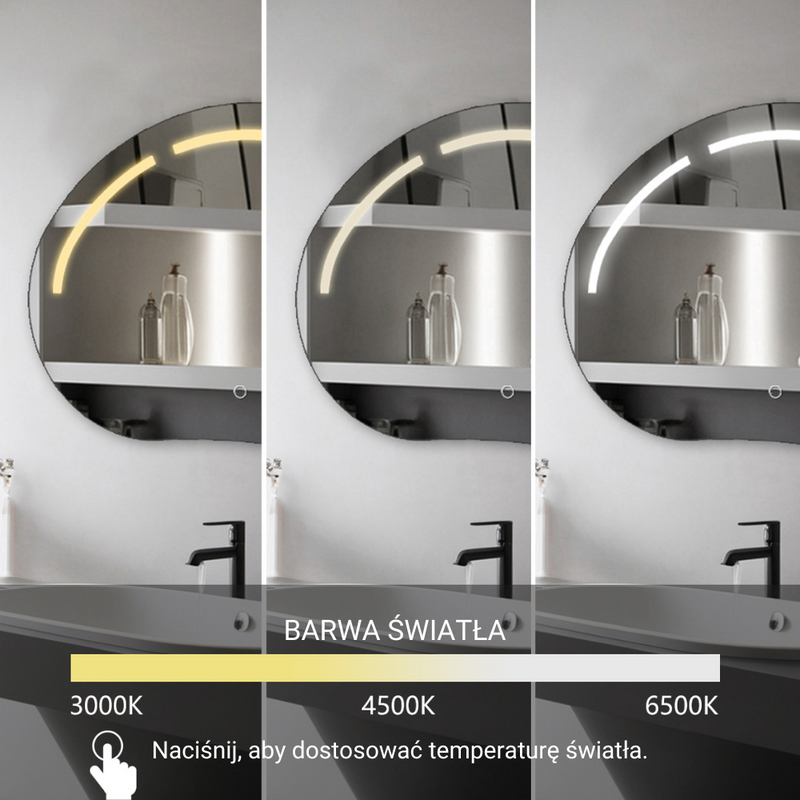 Lustro podświetlane LED asymetryczne dekoracyjne 70x50 cm nieregularne H-3071