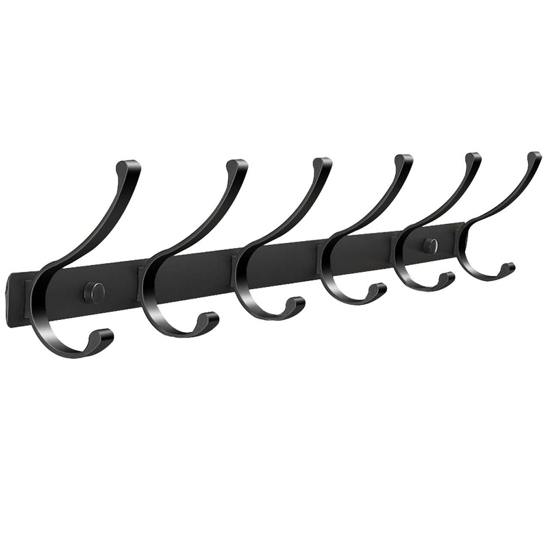 Wieszak łazienkowy FLOW czarny matowy 6-uchwytowy
