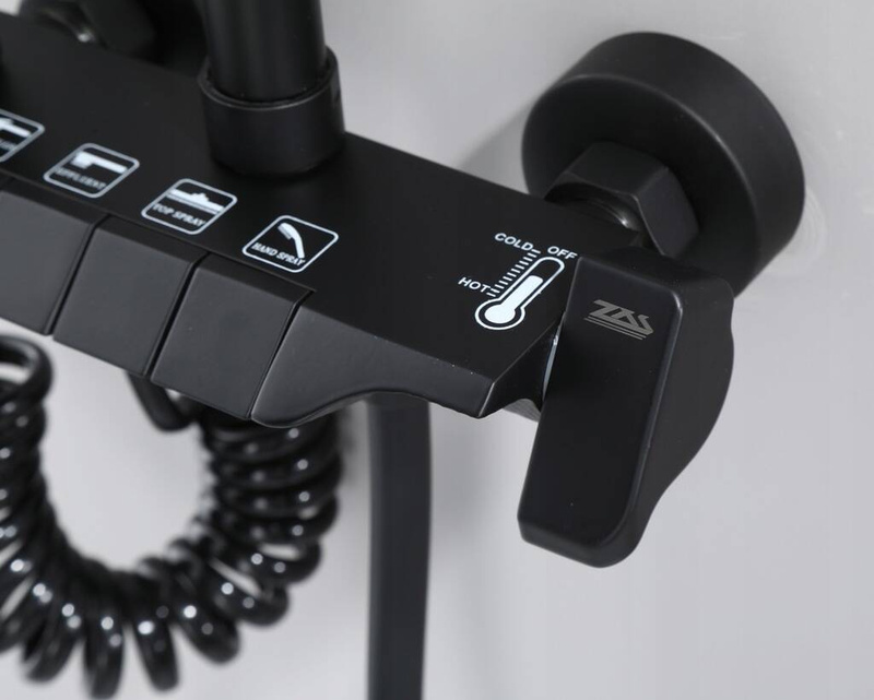 Zestaw natryskowy kolumna prysznicowa czarna + bateria, słuchawka, bidetka MODERN BLACK