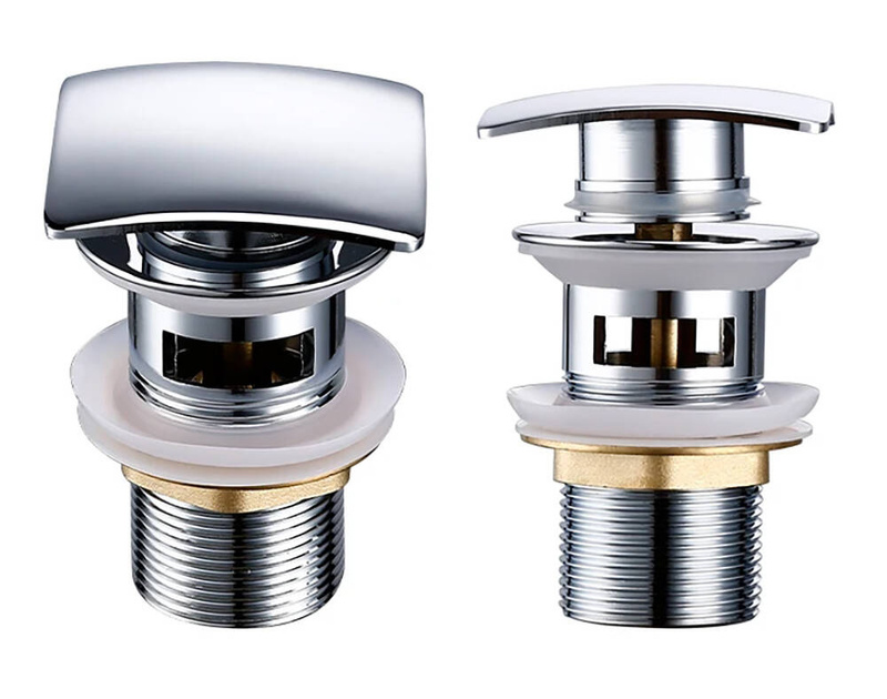 Korek umywalkowy KLIK-KLAK chromowany kwadratowy z przelewem