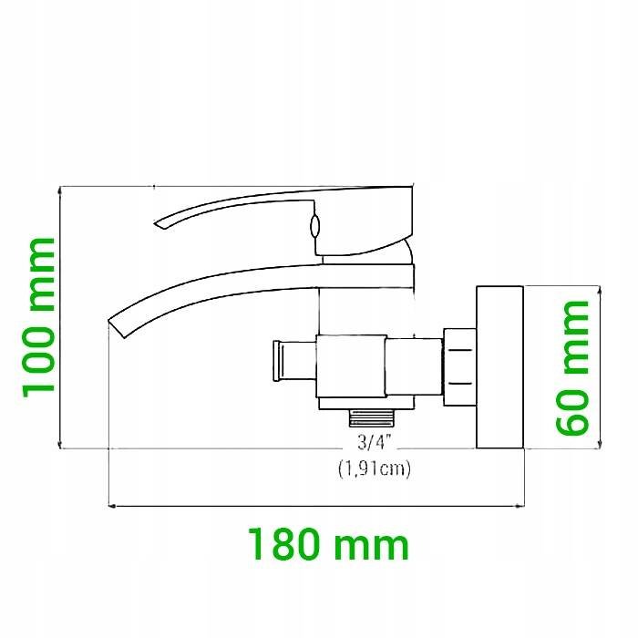Bateria wannowa ścienna z szeroką wylewką wodospad IDEAL