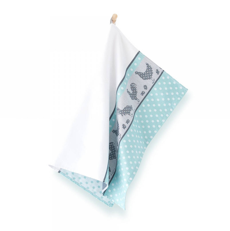 Ścierka kuchenna bawełniana 50x70 turkusowa FOLK