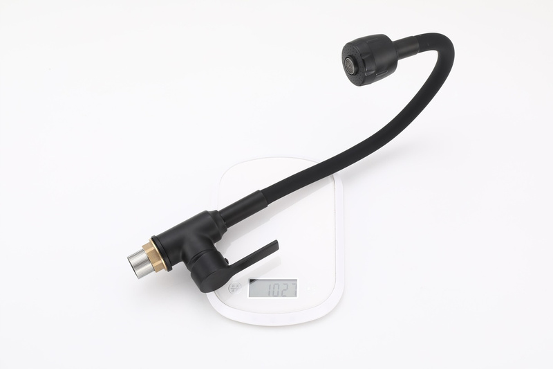 Bateria kuchenna czarna matowa ARCO – kran kuchenny z elastyczną wylewką, obrotowa 360°, 2 strumienie, perlator ECO