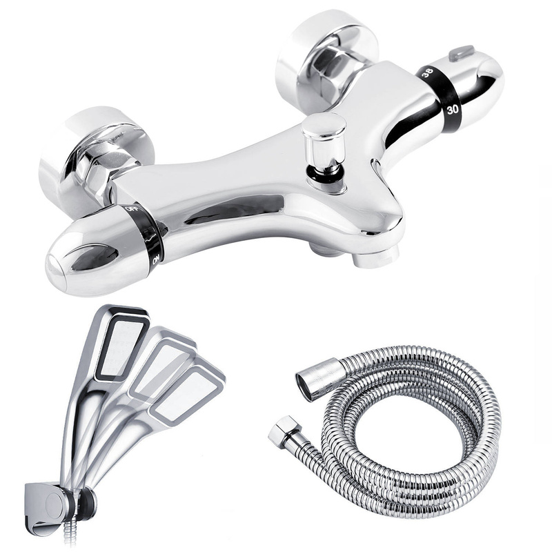 Bateria wannowa termostatyczna COSMOS + zestaw prysznicowy EKO